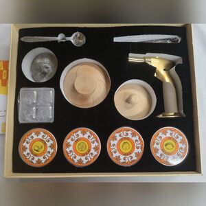 Gold and Cream Tea Set with Orange Accents